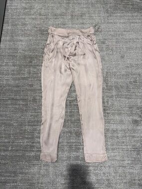 Enza Costa Dusty Blush Elastic Waist silk satin jogger Pants